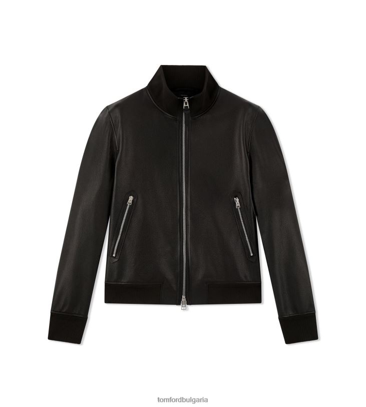 мъже облекло пистов бомбър със зърнеста кожа черен TOM FORD B880D35