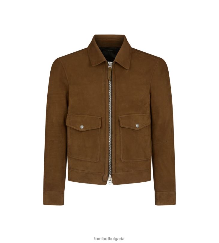 мъже облекло блузон с яка с цип от набук пура TOM FORD B880D42