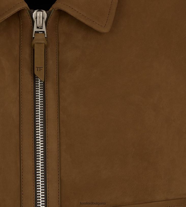 мъже облекло блузон с яка с цип от набук пура TOM FORD B880D42