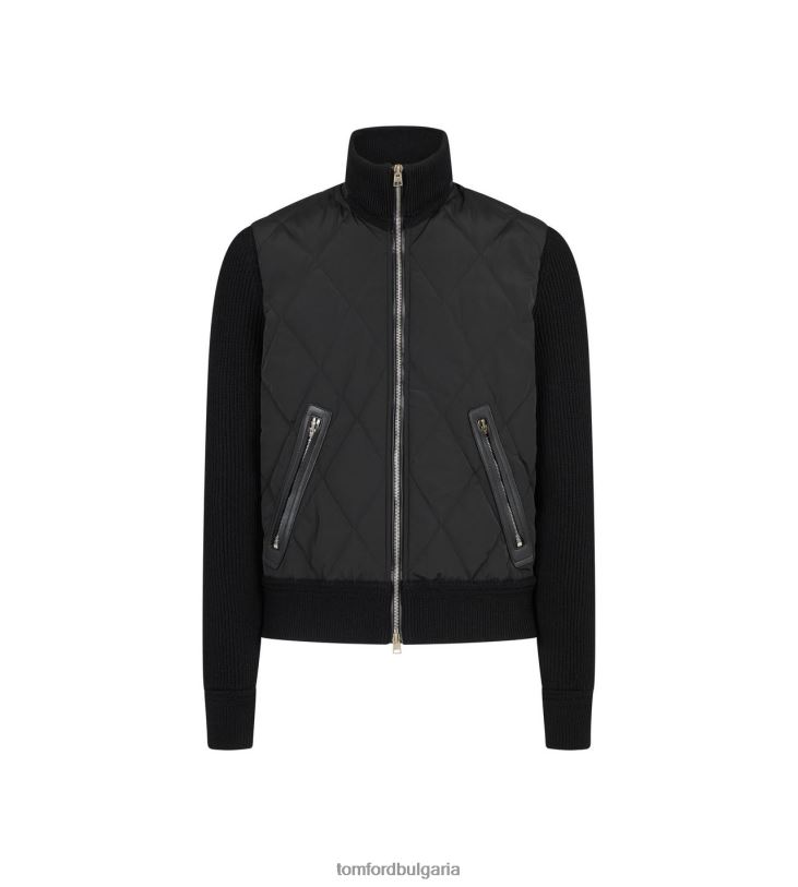 мъже облекло капитониран найлон мерино с цип черен TOM FORD B880D46