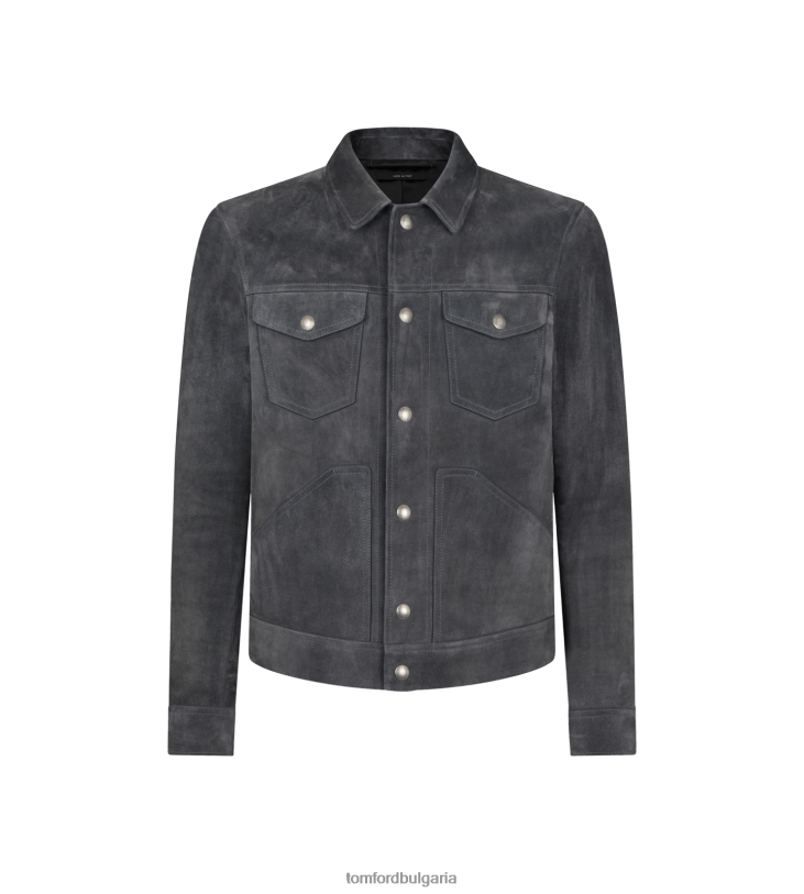 мъже облекло велурен уестърн блузон сиво TOM FORD B880D48
