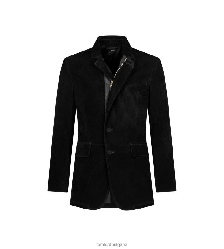 мъже облекло сако от кашмирен велур черен TOM FORD B880D57