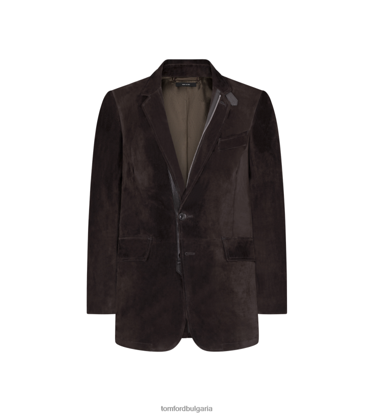 мъже облекло сако от кашмирен велур тъмно кафяво TOM FORD B880D58