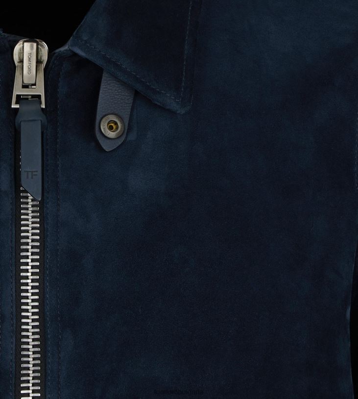 мъже облекло кашмирен велурен блузон военноморски флот TOM FORD B880D64