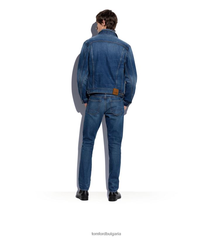 мъже облекло дънково яке с японски ръбове измито индиго TOM FORD B880D67