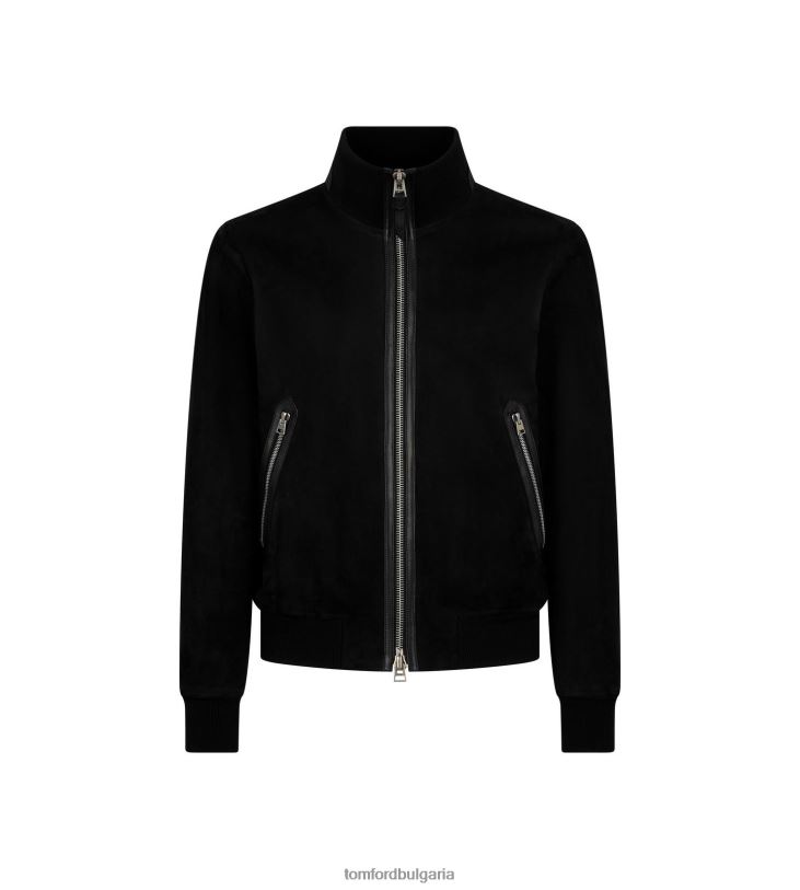 мъже облекло светъл велурен бомбър черен TOM FORD B880D76