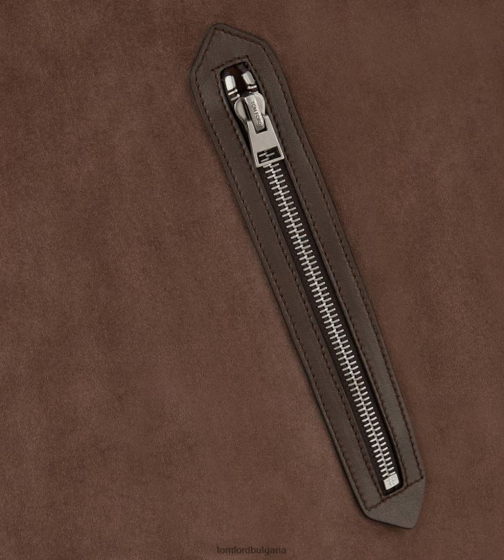 мъже облекло светъл велурен бомбър тютюн TOM FORD B880D77