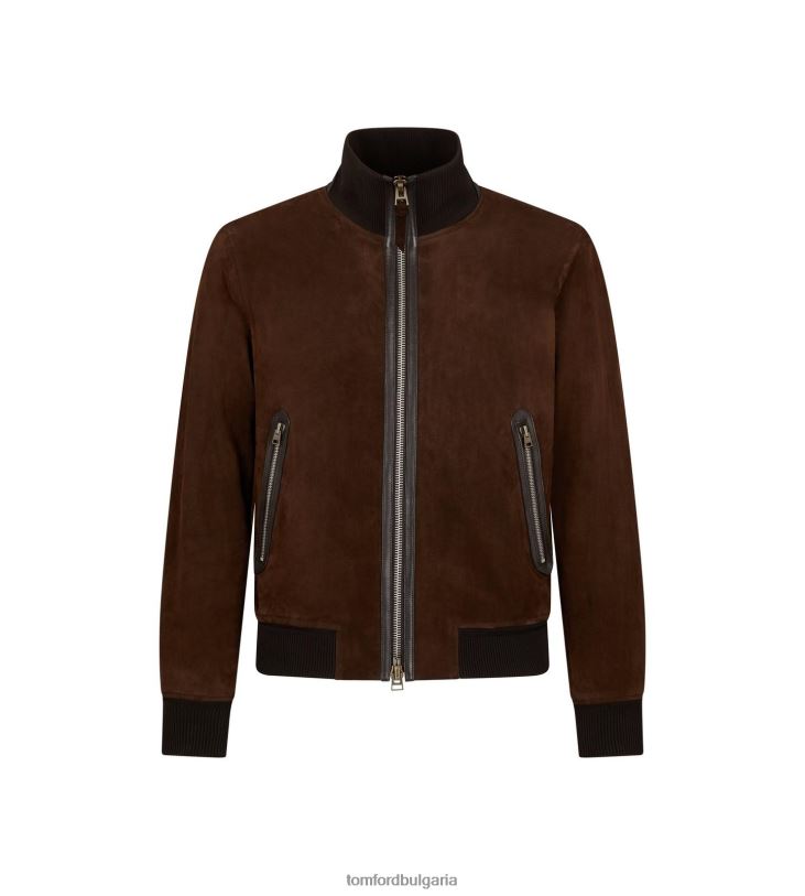 мъже облекло светъл велурен бомбър тъмно кафяво TOM FORD B880D78
