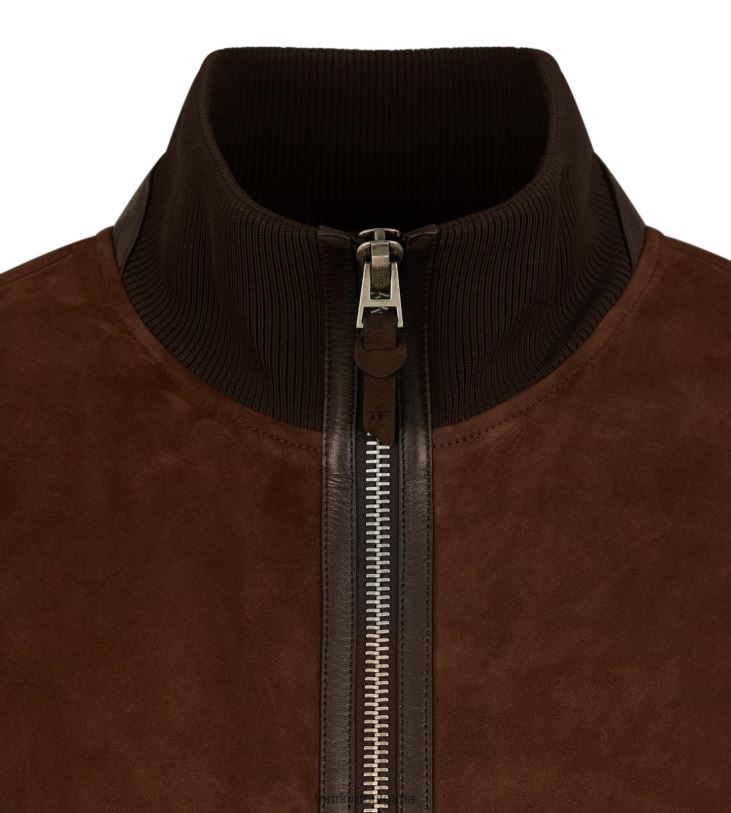 мъже облекло светъл велурен бомбър тъмно кафяво TOM FORD B880D78