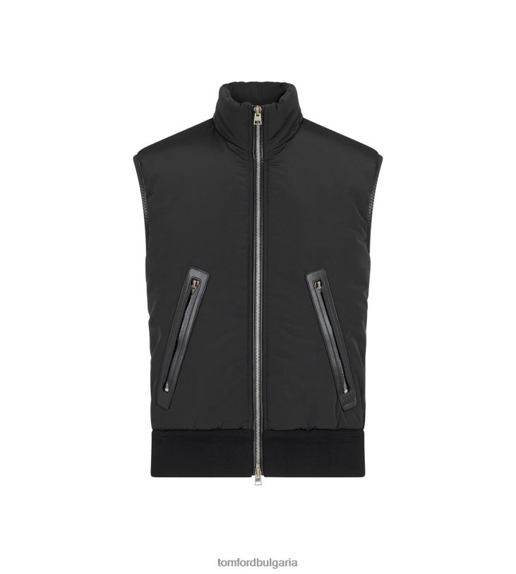 мъже облекло лека найлонова мериносова жилетка отпред черен TOM FORD B880D91