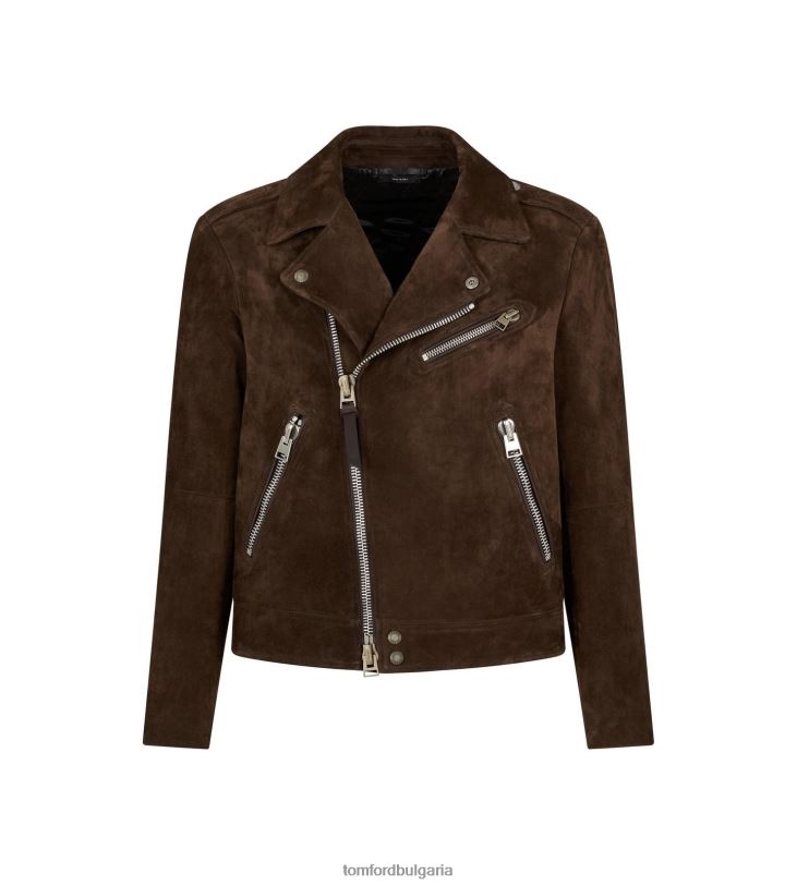 мъже облекло маслен велурен асиметричен велосипедист светъл шоколад TOM FORD B880D95