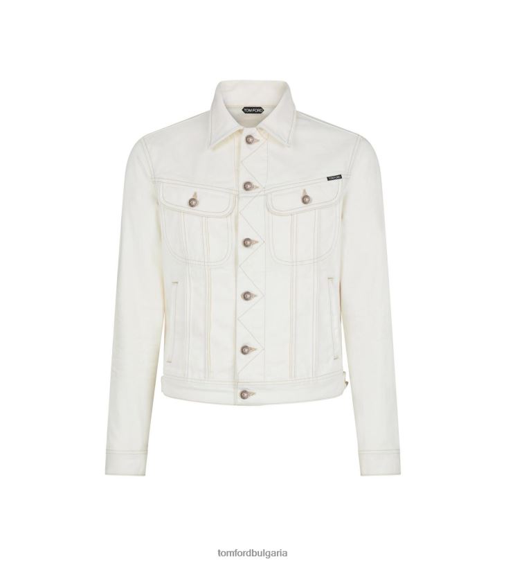 мъже облекло дънково яке от бял кепър слонова кост TOM FORD B880D96