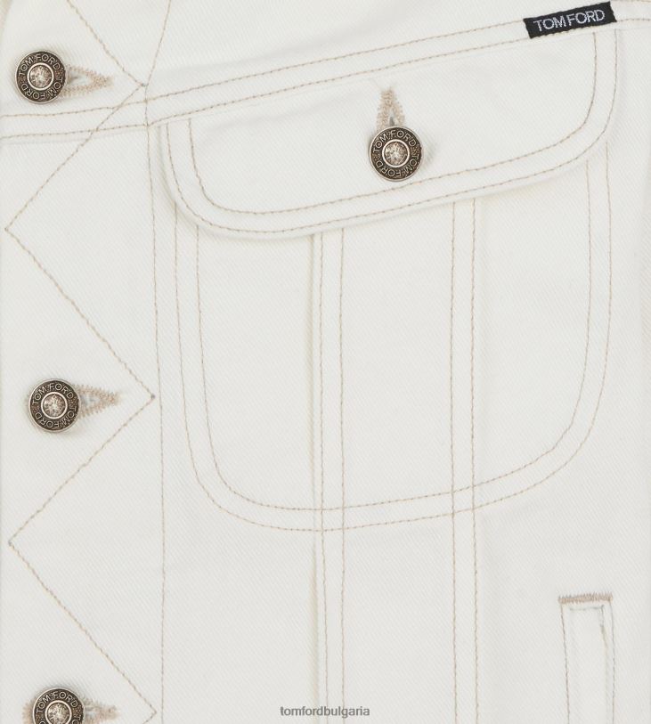 мъже облекло дънково яке от бял кепър слонова кост TOM FORD B880D96