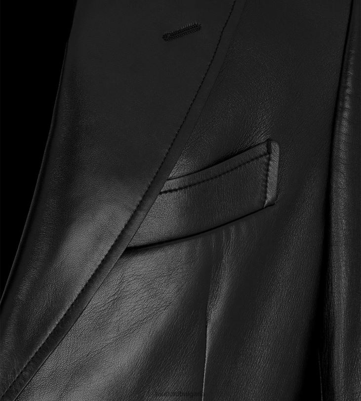 мъже облекло кожен шивашки блейзър от plonge черен TOM FORD B880D131