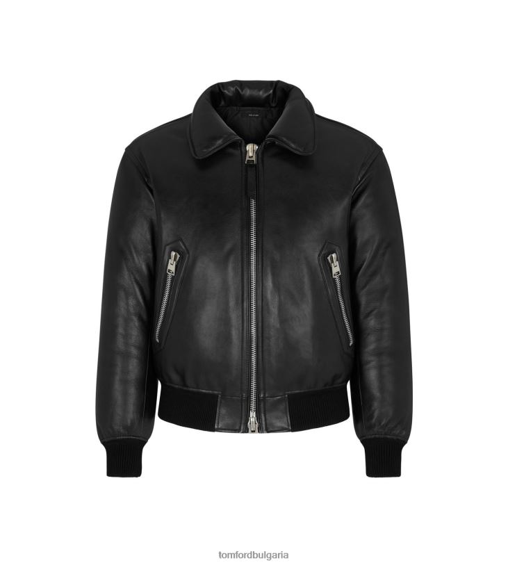 мъже облекло лъскава напа plonge надолу пълнеж бомбардировач черен TOM FORD B880D38