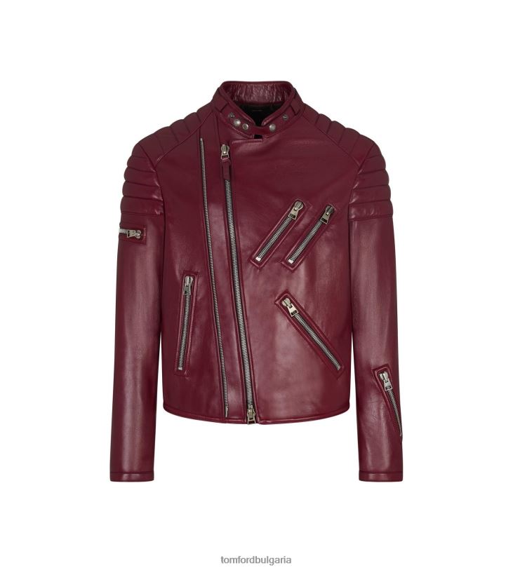 мъже облекло лъскава напа plonge zip biker сушен домат TOM FORD B880D107