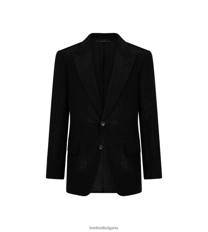 мъже облекло метално яке от моар шелтън черен TOM FORD B880D152