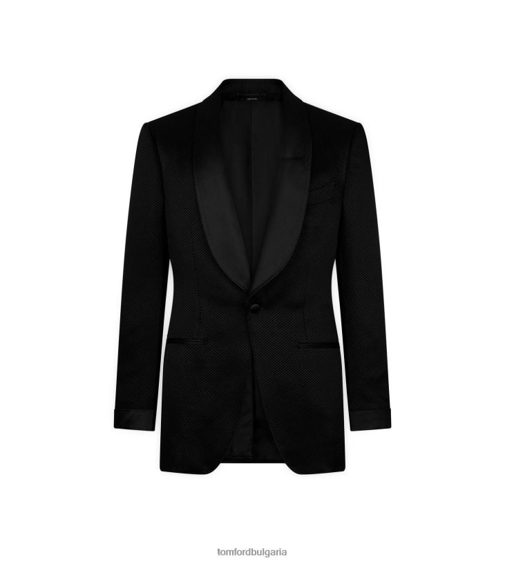 мъже облекло коктейлно яке от вискоза тип пчелна пита черен TOM FORD B880D153