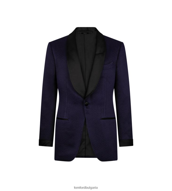 мъже облекло коктейлно яке от вискоза тип пчелна пита среднощно синьо TOM FORD B880D154
