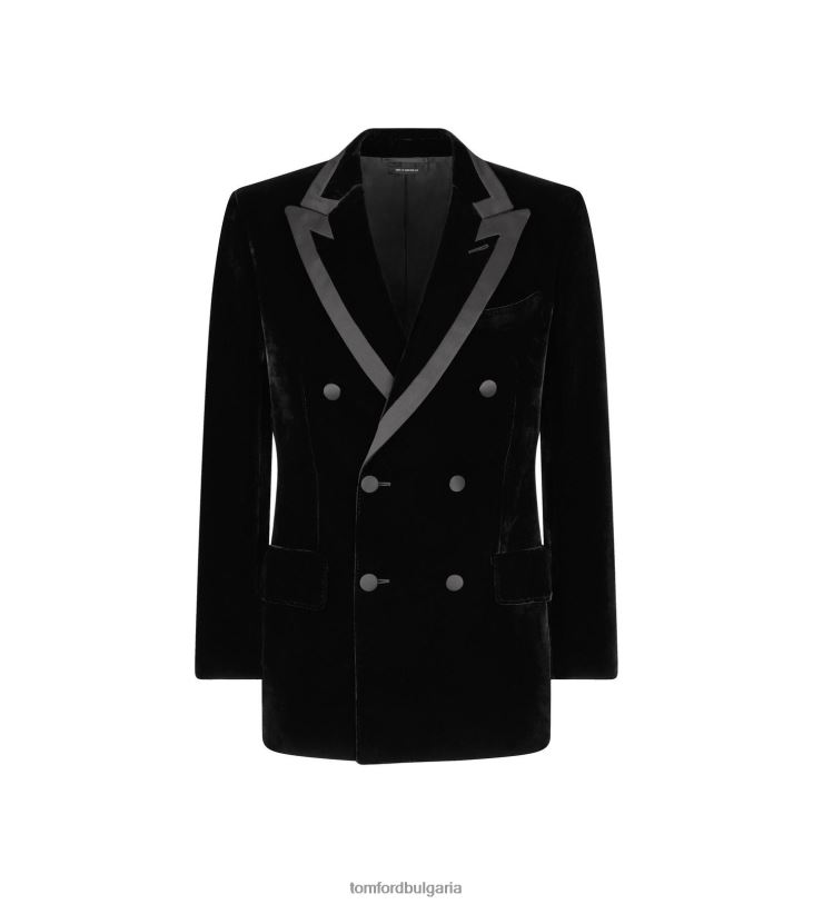 мъже облекло коктейлно яке от копринено кадифе от вискоза черен TOM FORD B880D155