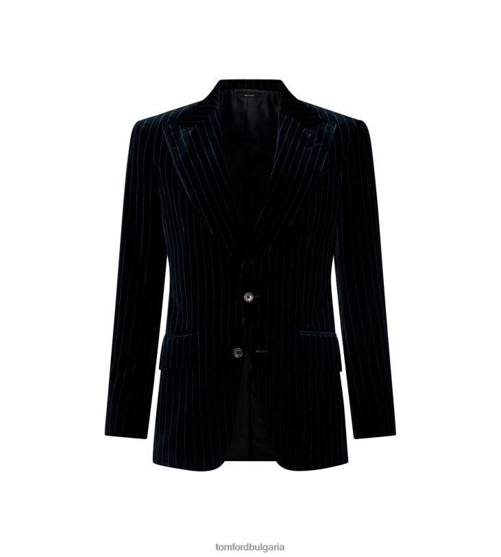 мъже облекло сако от кадифе на райе мастилено синьо TOM FORD B880D161