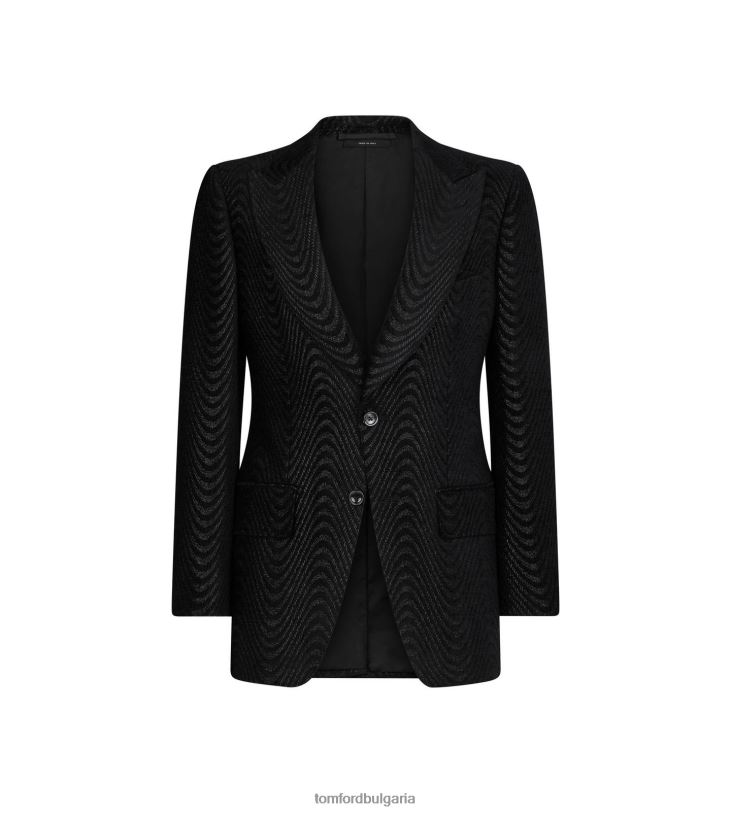 мъже облекло вълнообразно жакардово коктейлно яке atticus черен TOM FORD B880D149