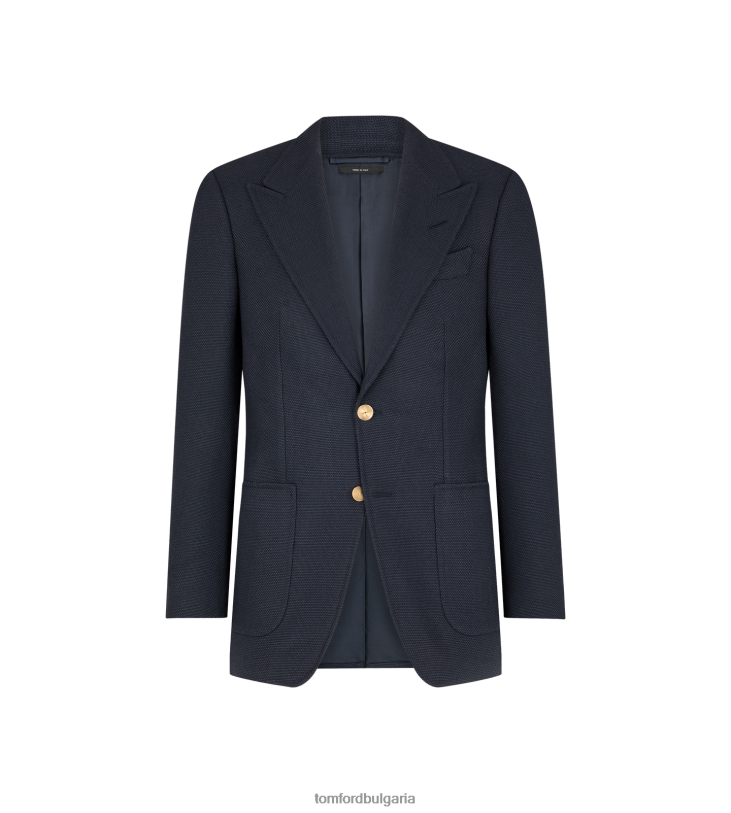 мъже облекло спортно яке grand hopsack shelton военноморски флот TOM FORD B880D151