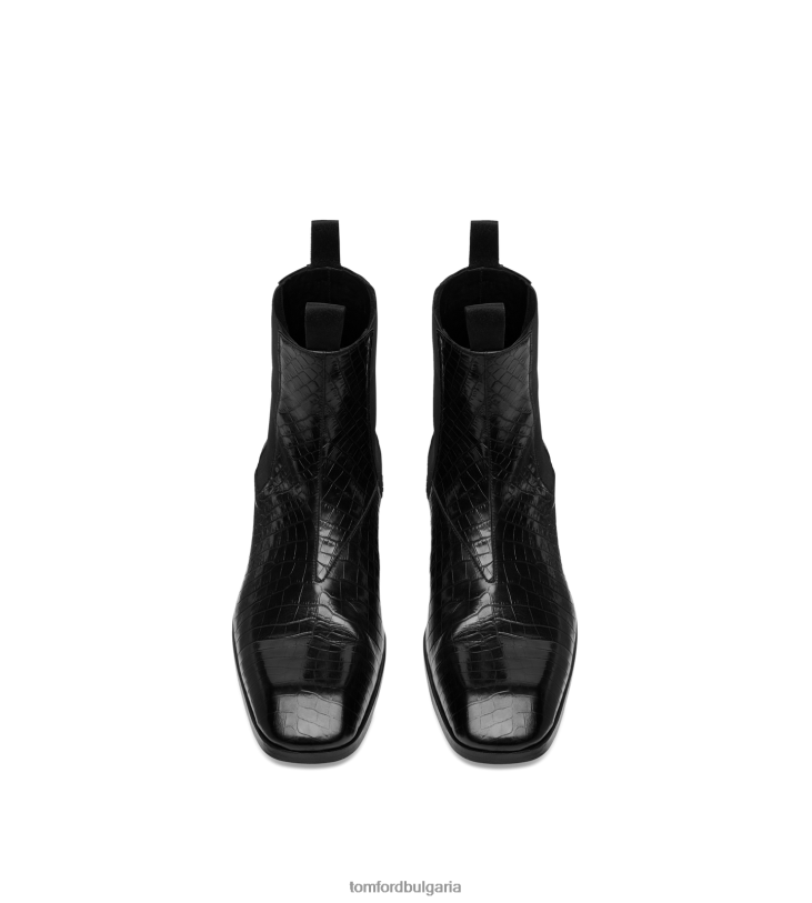 мъже обувки щамповани крокодилни ботуши челси черен TOM FORD B880D582