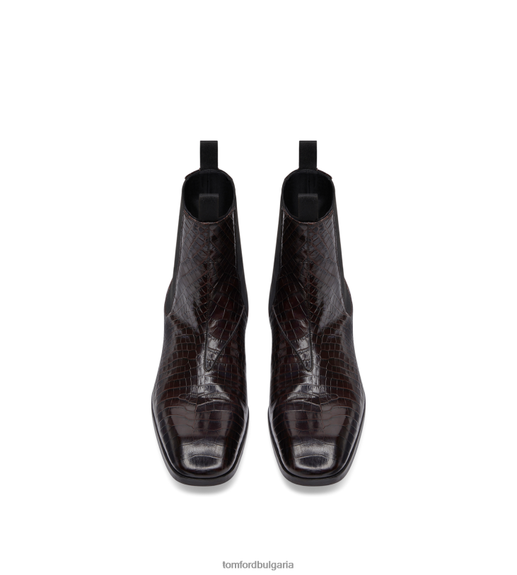 мъже обувки щамповани крокодилни ботуши челси тъмно дърво TOM FORD B880D583