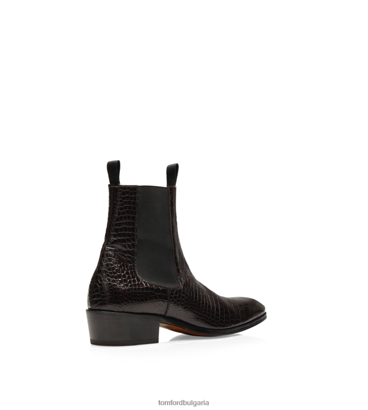 мъже обувки щамповани крокодилни ботуши челси тъмно дърво TOM FORD B880D583