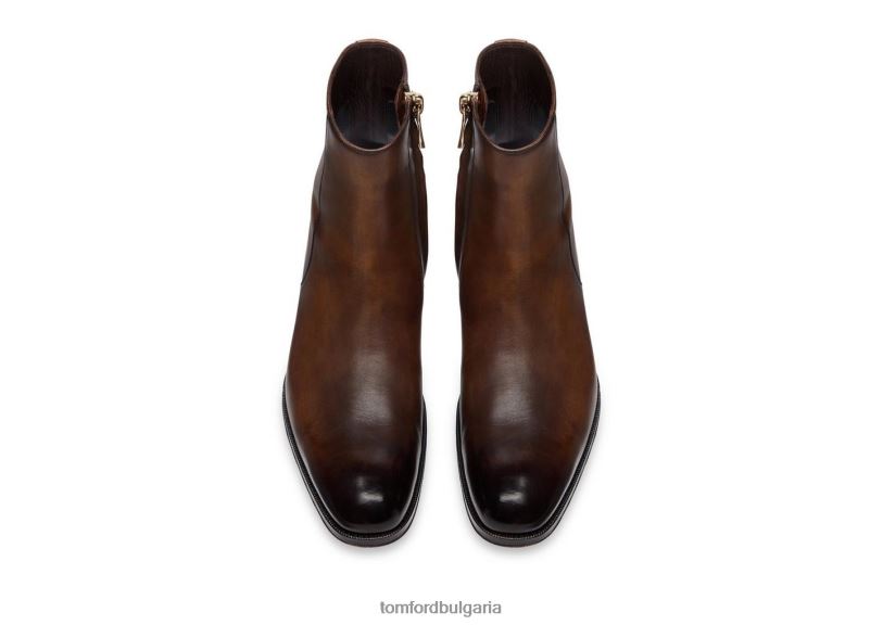 мъже обувки полирана кожена обувка Едгар с цип бронз TOM FORD B880D585