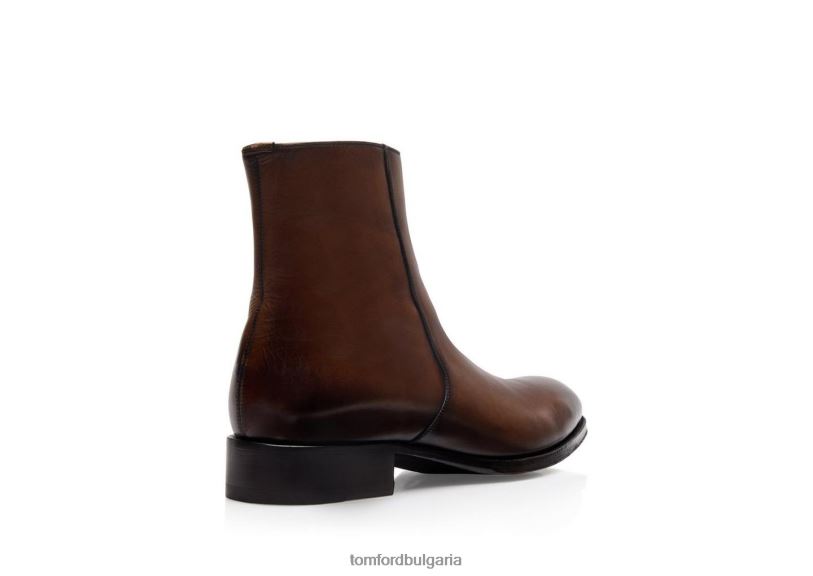 мъже обувки полирана кожена обувка Едгар с цип бронз TOM FORD B880D585