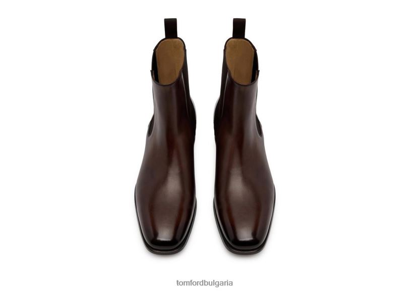 мъже обувки полирани кожени ботуши алек челси тъмна пура TOM FORD B880D588
