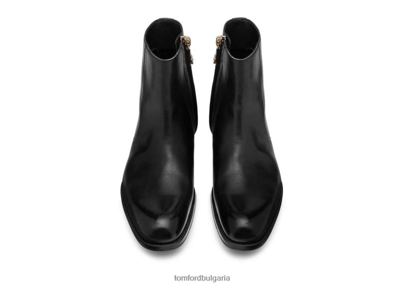 мъже обувки полирана кожена обувка Едгар с цип черен TOM FORD B880D590