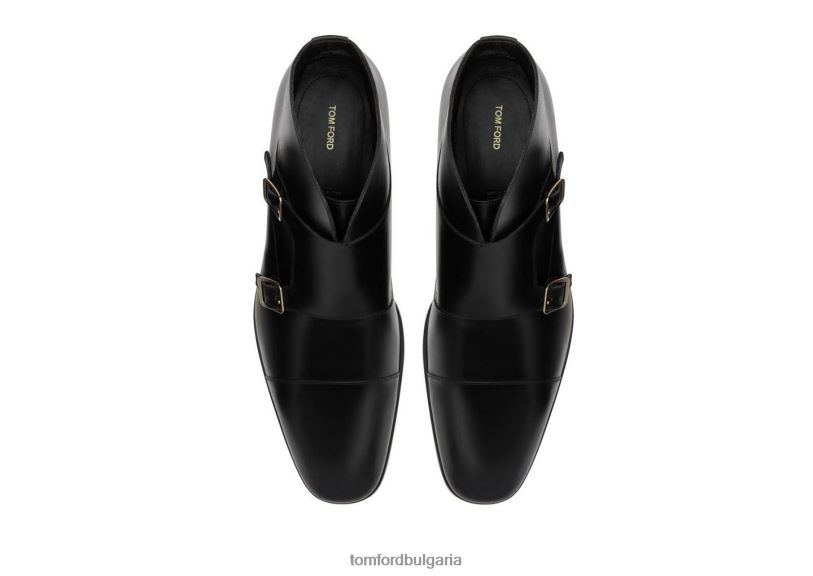 мъже обувки полирана кожена обувка с каишка на монах елкан черен TOM FORD B880D596