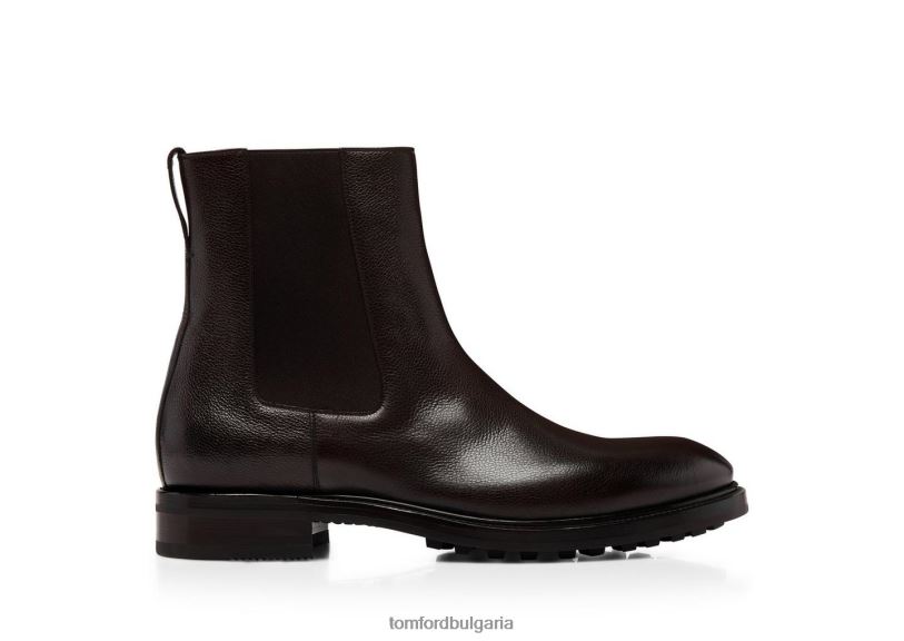 мъже обувки дребнозърнеста кожена ботуша челси stuart кафяво TOM FORD B880D594