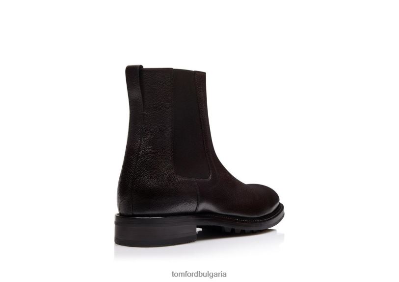 мъже обувки дребнозърнеста кожена ботуша челси stuart кафяво TOM FORD B880D594