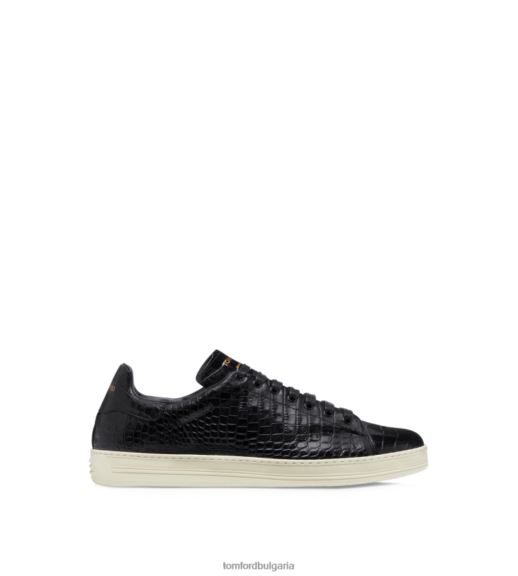 мъже обувки кецове Warwick с щампован крокодил черно + кремаво TOM FORD B880D686