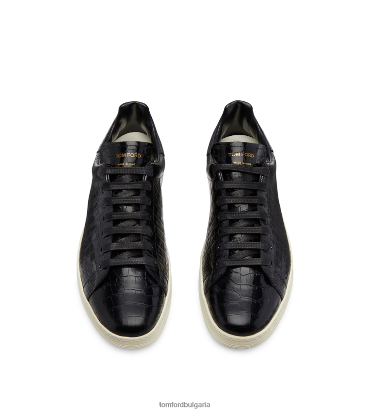 мъже обувки кецове Warwick с щампован крокодил черно + кремаво TOM FORD B880D686