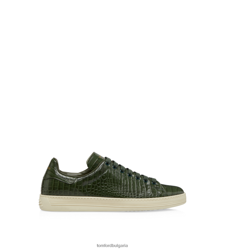 мъже обувки кецове Warwick с щампован крокодил пушка зелено + кремаво TOM FORD B880D687