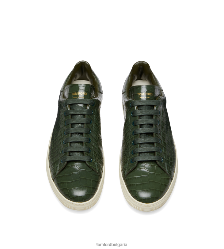 мъже обувки кецове Warwick с щампован крокодил пушка зелено + кремаво TOM FORD B880D687