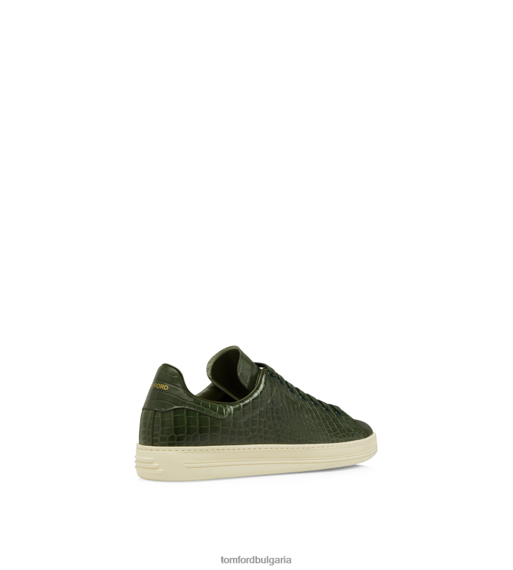 мъже обувки кецове Warwick с щампован крокодил пушка зелено + кремаво TOM FORD B880D687