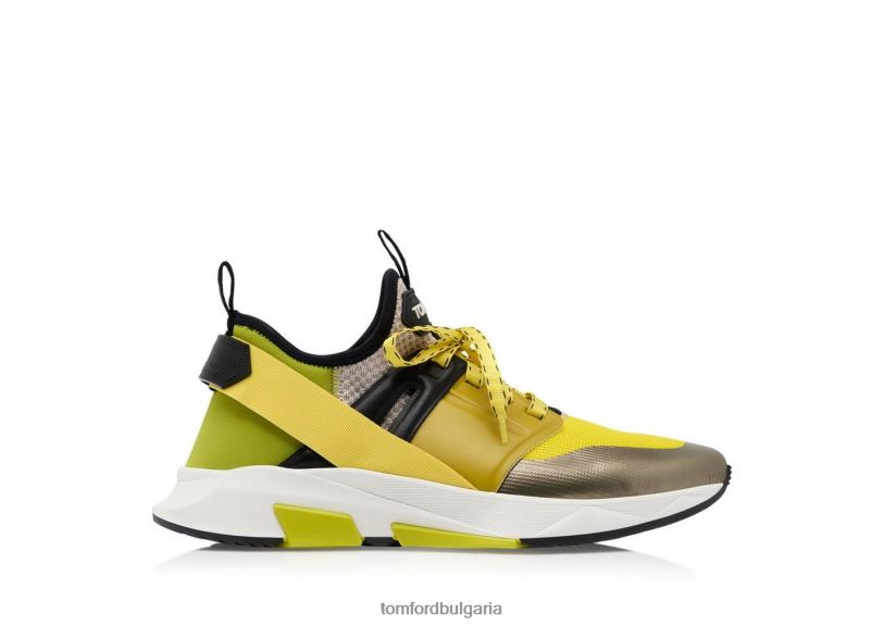 мъже обувки неопренови велурени маратонки jago зелено/жълто + бяло TOM FORD B880D681
