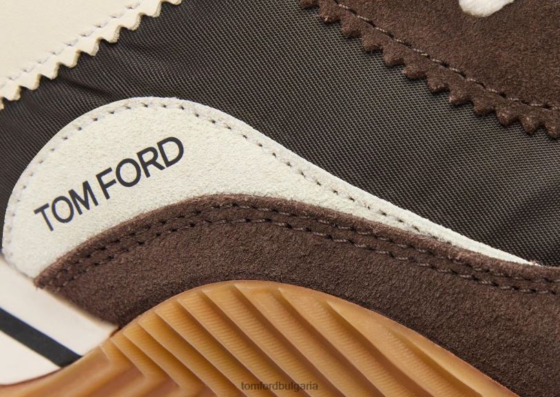 мъже обувки маратонки james от техническа материя от велур абанос/слонова кост + сметана TOM FORD B880D674