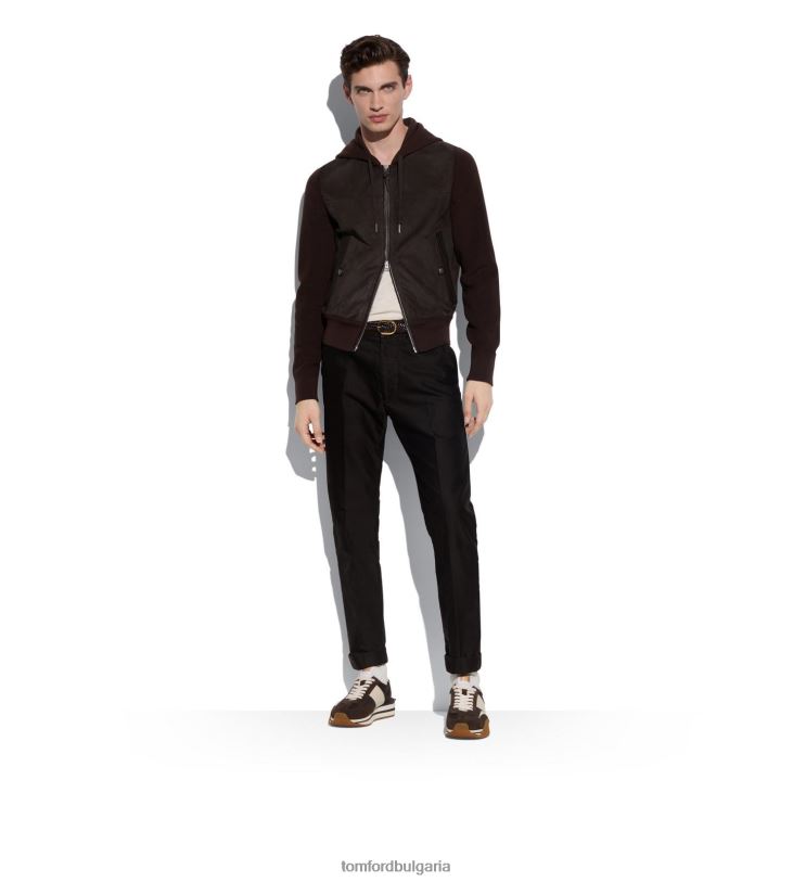 мъже обувки маратонки james от техническа материя от велур абанос/слонова кост + сметана TOM FORD B880D674