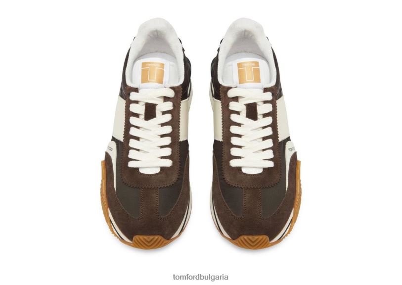 мъже обувки маратонки james от техническа материя от велур абанос/слонова кост + сметана TOM FORD B880D674