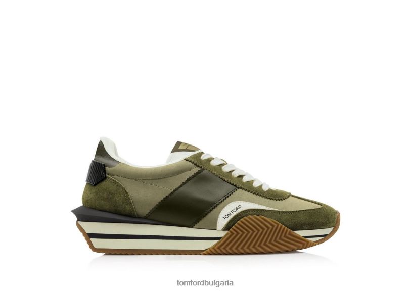 мъже обувки маратонки james от техническа материя от велур каки/милитари + кремаво TOM FORD B880D675
