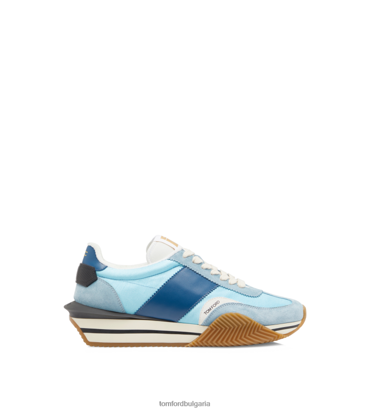 мъже обувки маратонки james от велур и ликра светло синьо + кремаво TOM FORD B880D680