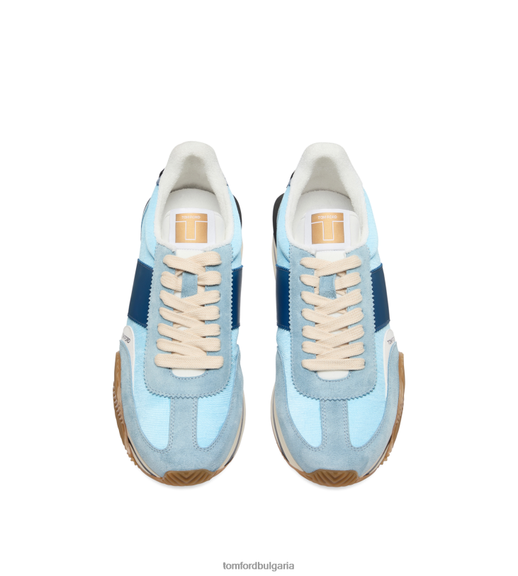 мъже обувки маратонки james от велур и ликра светло синьо + кремаво TOM FORD B880D680