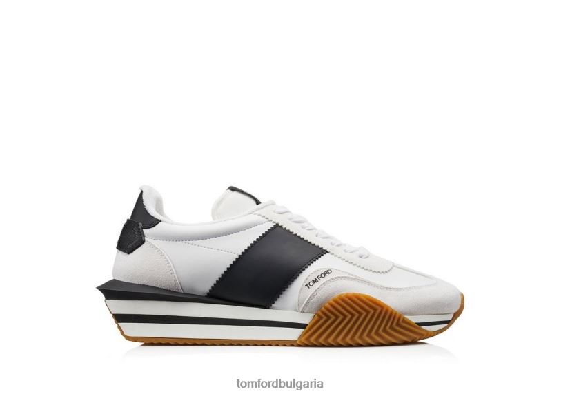 мъже обувки велурен екологичен материал кецове james бяло/черно + кремаво TOM FORD B880D685